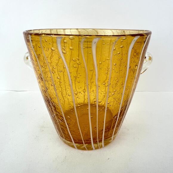 Venini For Disaronno Small Amber Ice Bucket Mid Century Art Glass - Picture 3 of 6
